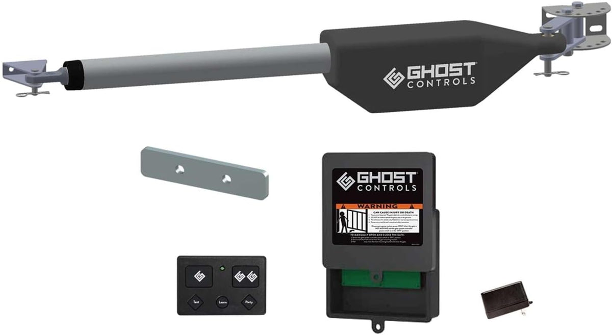 Ghost Controls Automatic Gate Opener Kit for Decorative Driveway Swing Gates with Gate Opener Remote - Solar Capable - PRO Series - Model LSM1K (1. LSM1K Kit)