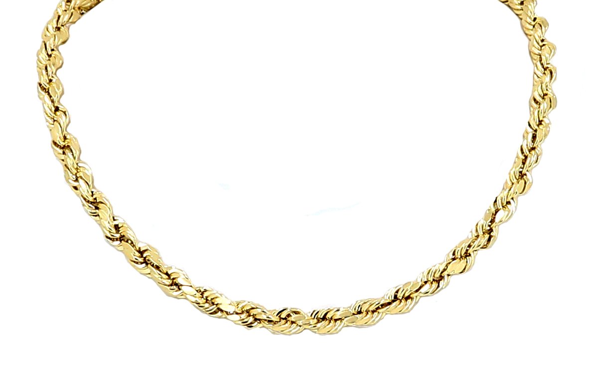 Gult guld diamantskåret rebkæde ægte solid 14k 22" til 26", 5,0 mm (28)