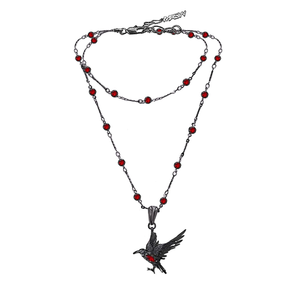 Glamorous Black Crow pendant necklace with Gothic vibe long necklace ladies fashion accessory M3357