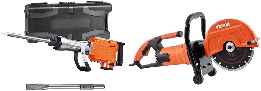 VEVOR Demolition Jack Hammer 2200W, Electric Concrete Saw 1800W 9 in Circular Saw Cutter with Chisels for Concrete Breaking