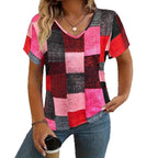 Fashion Comfortable Animal Plant Pattern Short Sleeve V-neck T-shirt