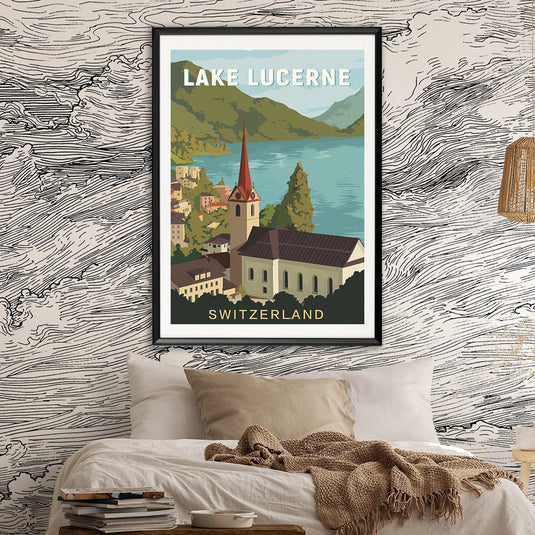 Suisse lac de Lucerne affiche de voyage Vintage peinture sur toile