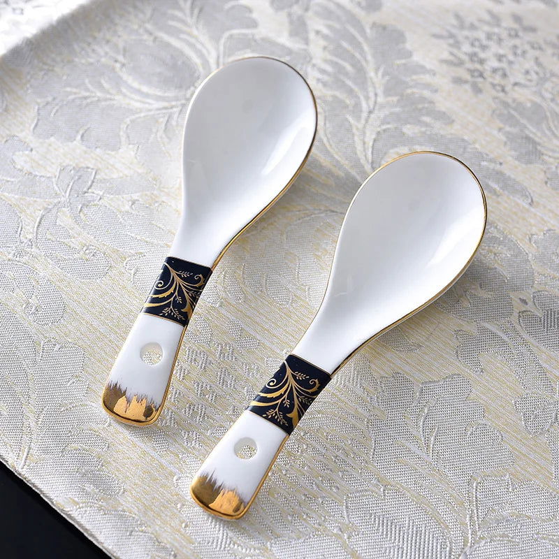 52 Pcs Dishes Set Household High-Quality Bone China Tableware Nordic bowls and Plates Light Luxury Style Bowls and Chopsticks - Grand Goldman