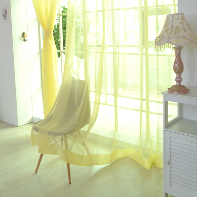 Solid Color Glass Mesh Curtains Transparent Color Ready-made Curtain Punch-free