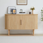 53''Sideboard Buffer Cabinet with Fluted Slide Doors, Modern Credenza Storage Cabinet, Tamour Bar Cabinet Console Table for Living Dining Room Kitchen Hallway Entryway, Walnut - Grand Goldman