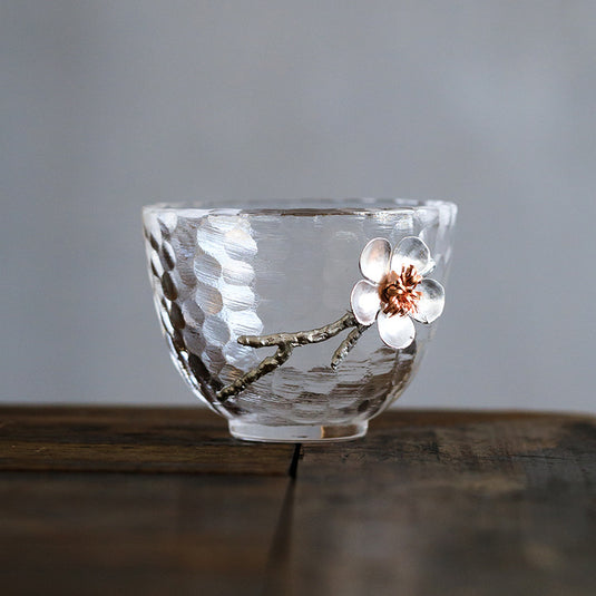 Japanese Style Hammered Glass Tea Cup Tasting cup