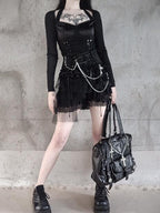 Chain Lace Tie All-match Bust Skirt Pants