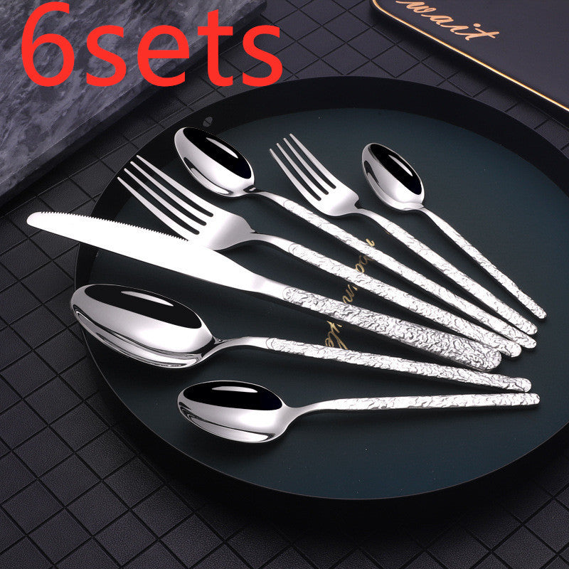 Embossed Textured Handle Steak Cutlery Western Cutlery - Grand Goldman