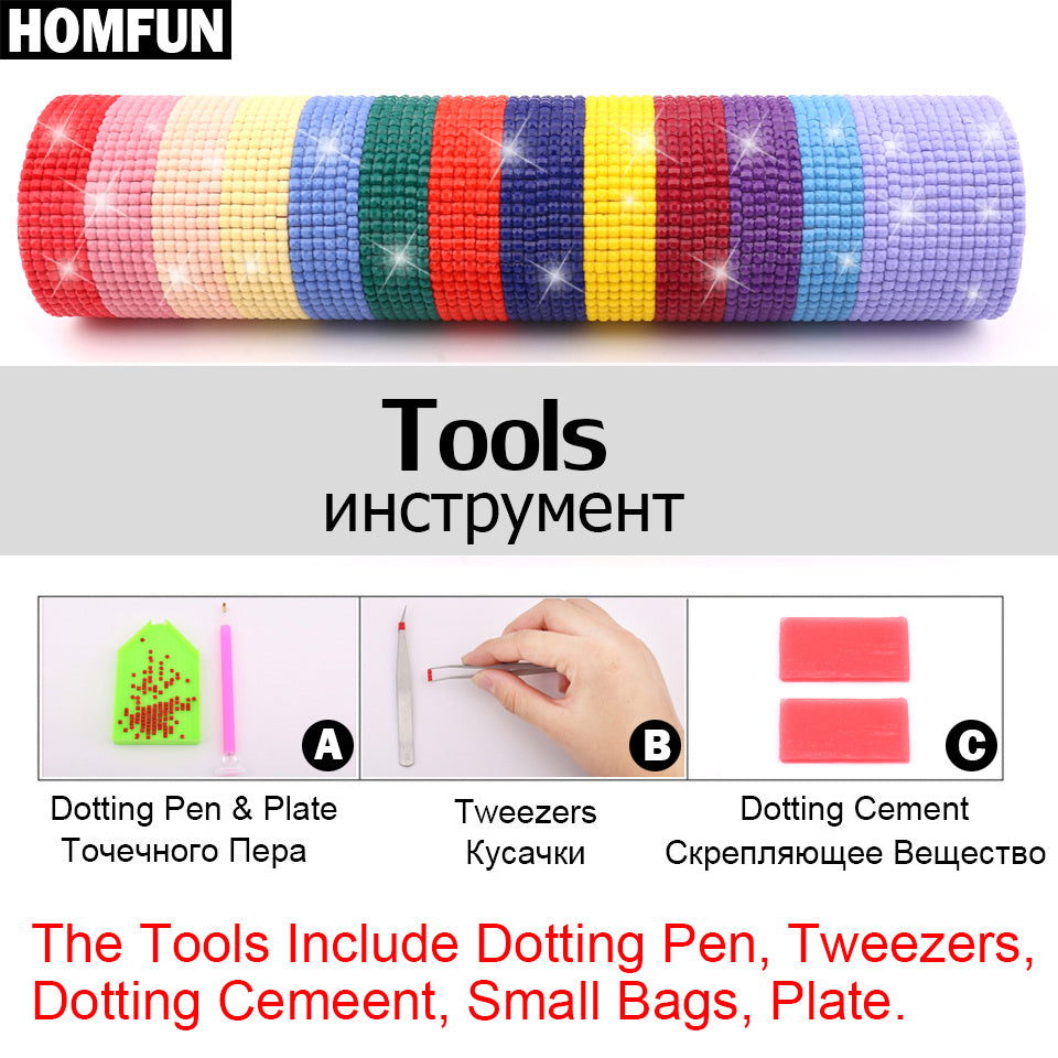 Diamantmaleri 5D Fuld Diamant Korssting Klistermærke Diamantmaleri