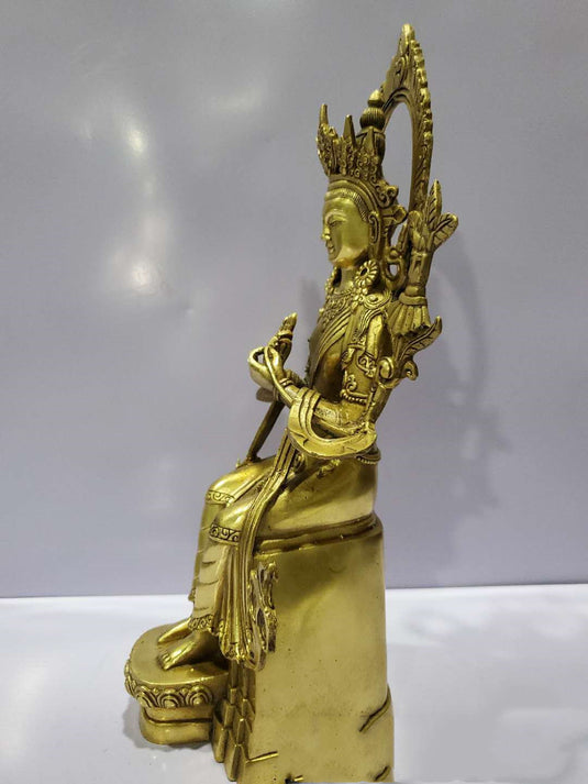 Statue tantrique du futur bouddha Jampa en bronze Maitreya