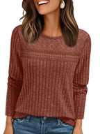 Leisure Pullover Sunken Stripe Loose Hollow Long Sleeve