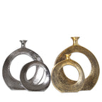 Vaso a cerchio in ceramica dorata decorazione per soggiorno e veranda