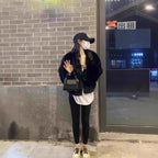 Black Faux Fox Fur Plush Green Fur Coat