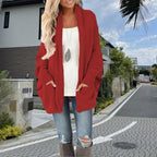 Batwing Sleeve Women's Knitting Cardigan Sweater Loose-fitting Coat Top