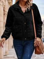 Zip Up Snap Button Padded Padded Coat Clothes Winter - Grand Goldman
