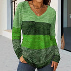 Casual Fashion Trends High Quality Color Matching Long Sleeve V-neck