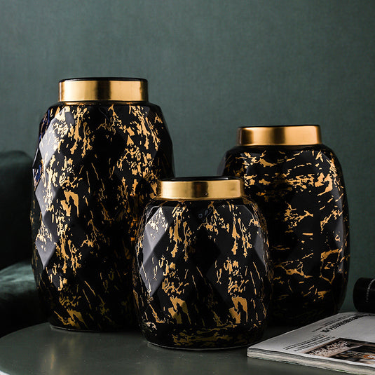 Enkel Og Moderne Guldmalet Lys Luksus Stue Keramik Vase