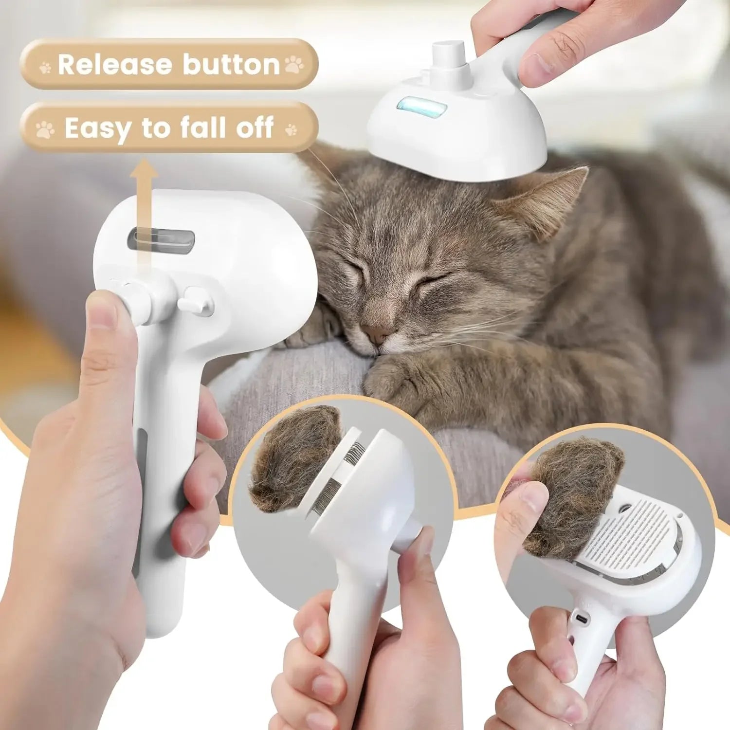 POPPER'S Pet Steam Spray Grooming Comb for Cats and Dogs – Hair Remover & Dematting Brush