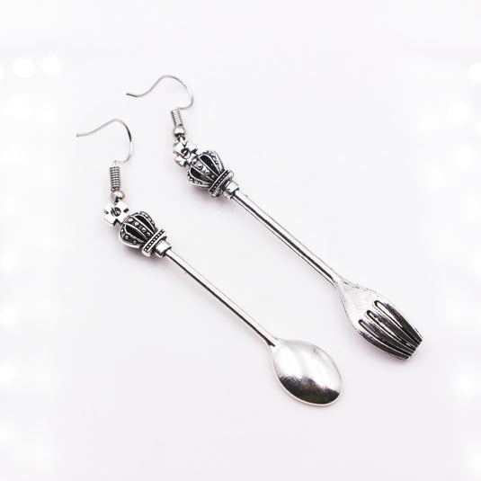 Asymmetric Design Spoon Fork Earrings
