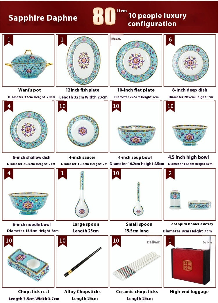 Household Style Enamel Bone China Tableware Set