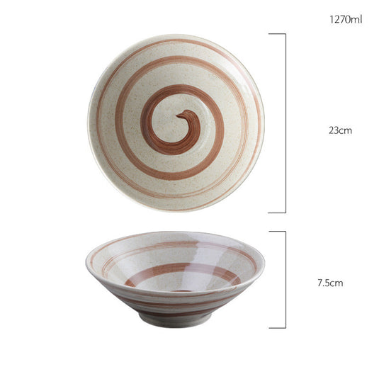 Creative Japanese Swirl Trumpet Bowl Large Size Ceramic Soup Noodle