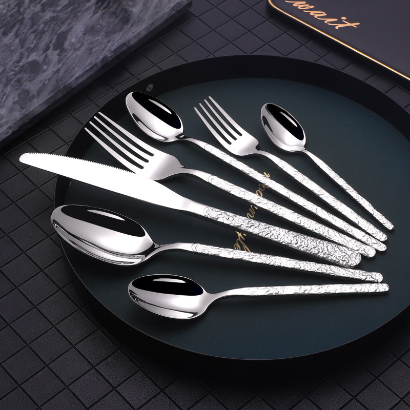 Embossed Textured Handle Steak Cutlery Western Cutlery - Grand Goldman