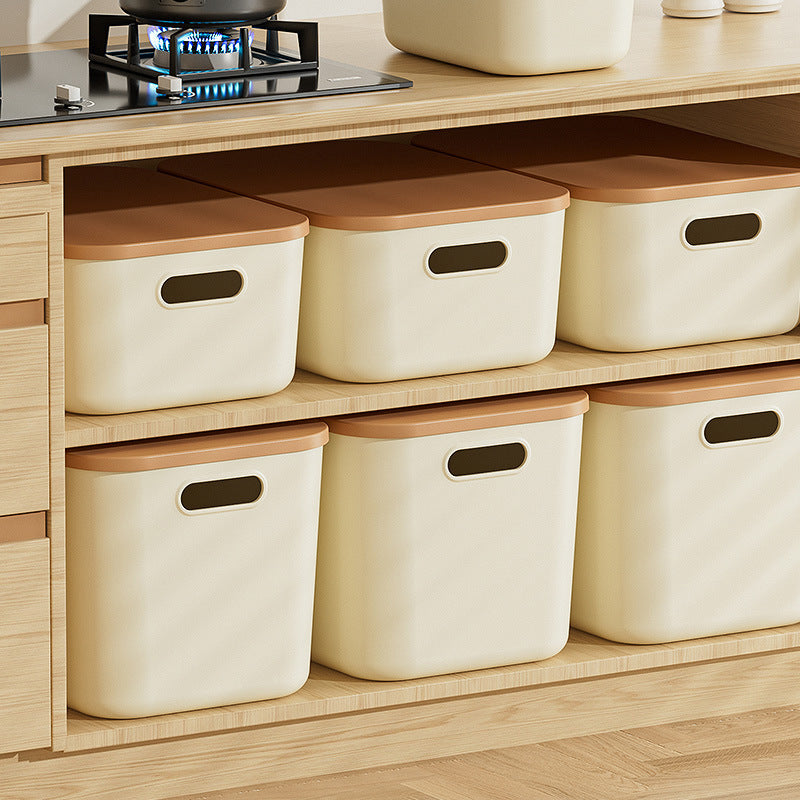 Cream Style Household Storage Box With Lid Desktop Clothing Storage Box Large