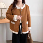 Lamb Wool Chanel Coat Women's Fleece Short Suede