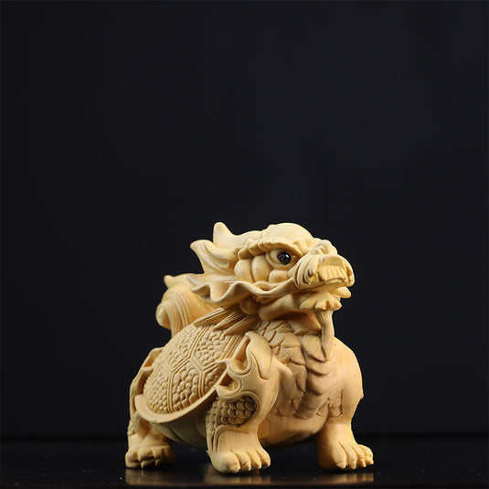 Dragon Tortoise Handle Pieces Of Wood Carving Ornaments
