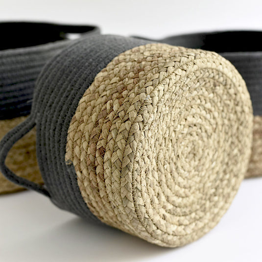 Nordic Ins Cotton Straw Woven Storage Bucket Basket Sundries Basket