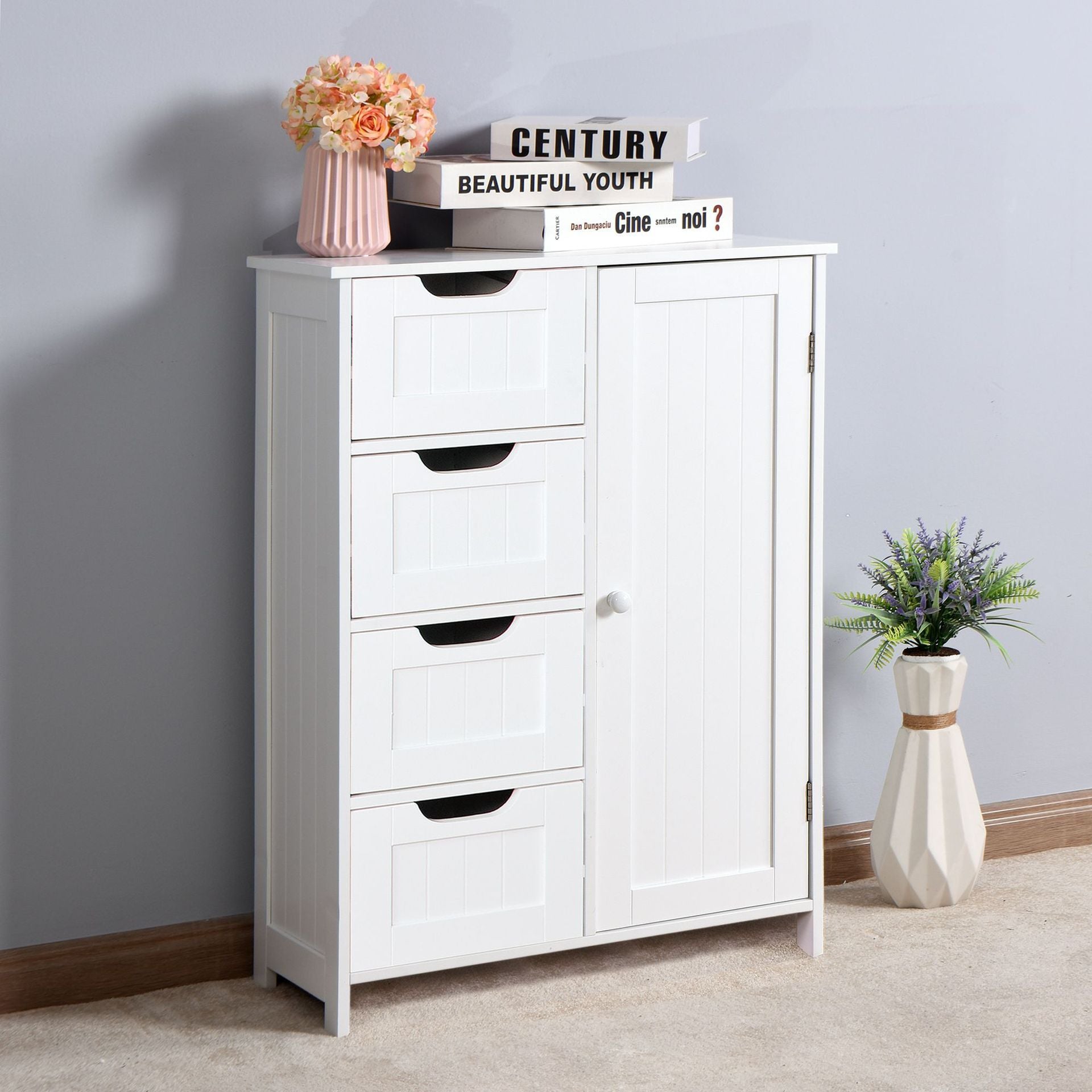 White Simple Storage Cabinet Household 4 Pumping Storage Cabinet