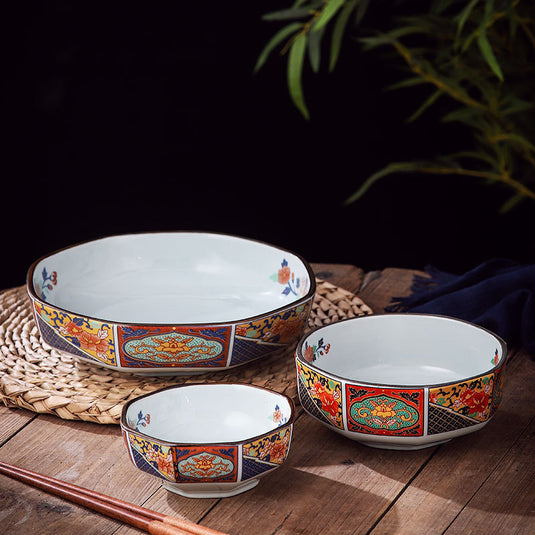 Ceramic Bowl Japanese Octagonal Tableware For Household Use