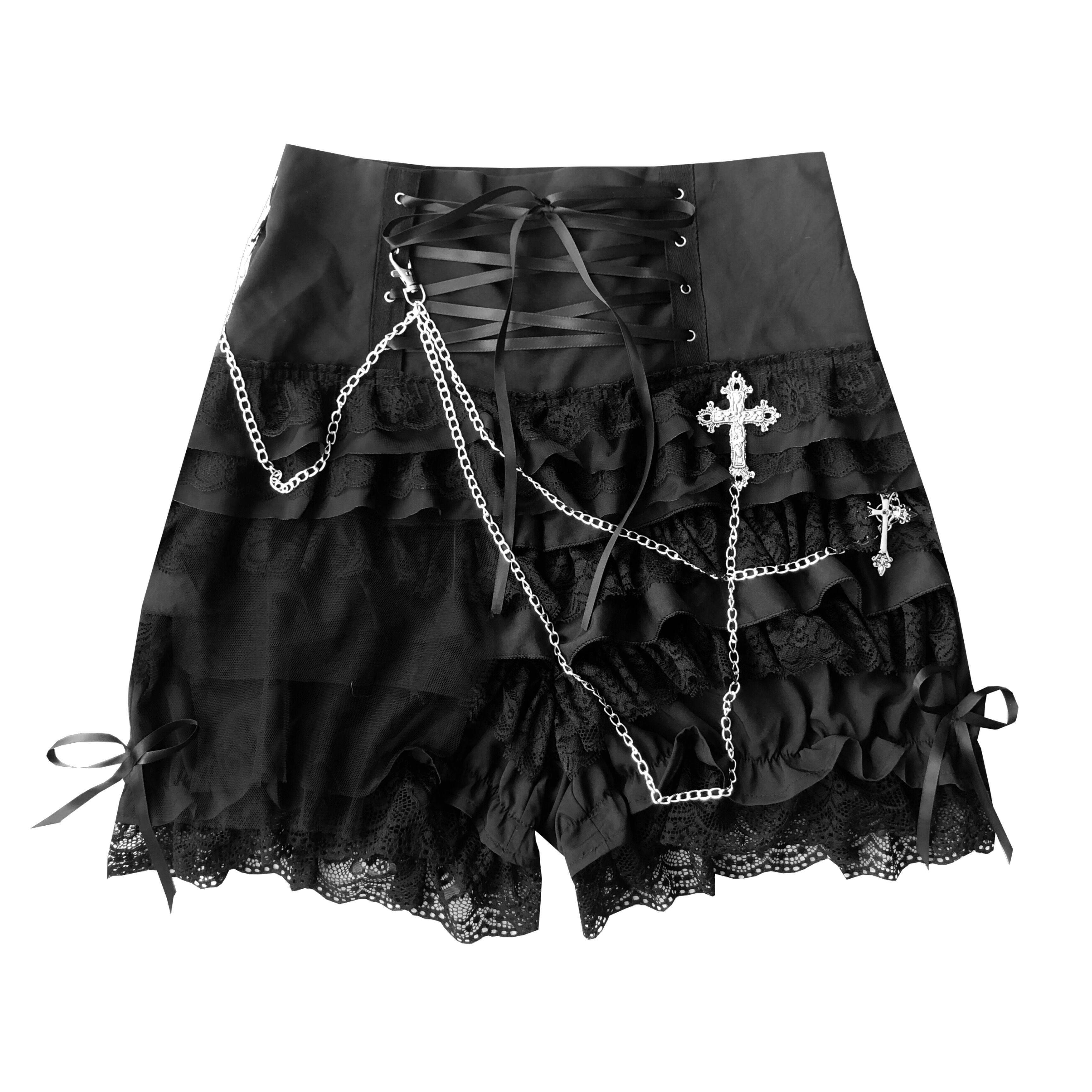 Chain Lace Tie All-match Bust Skirt Pants