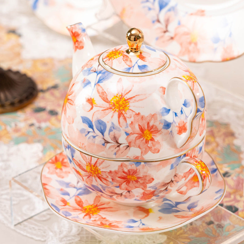 French Pastoral Style High Bone China Tea Set Suit