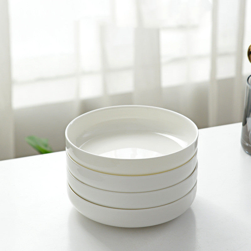 Household Pure White Simple Bone China Tableware Plate