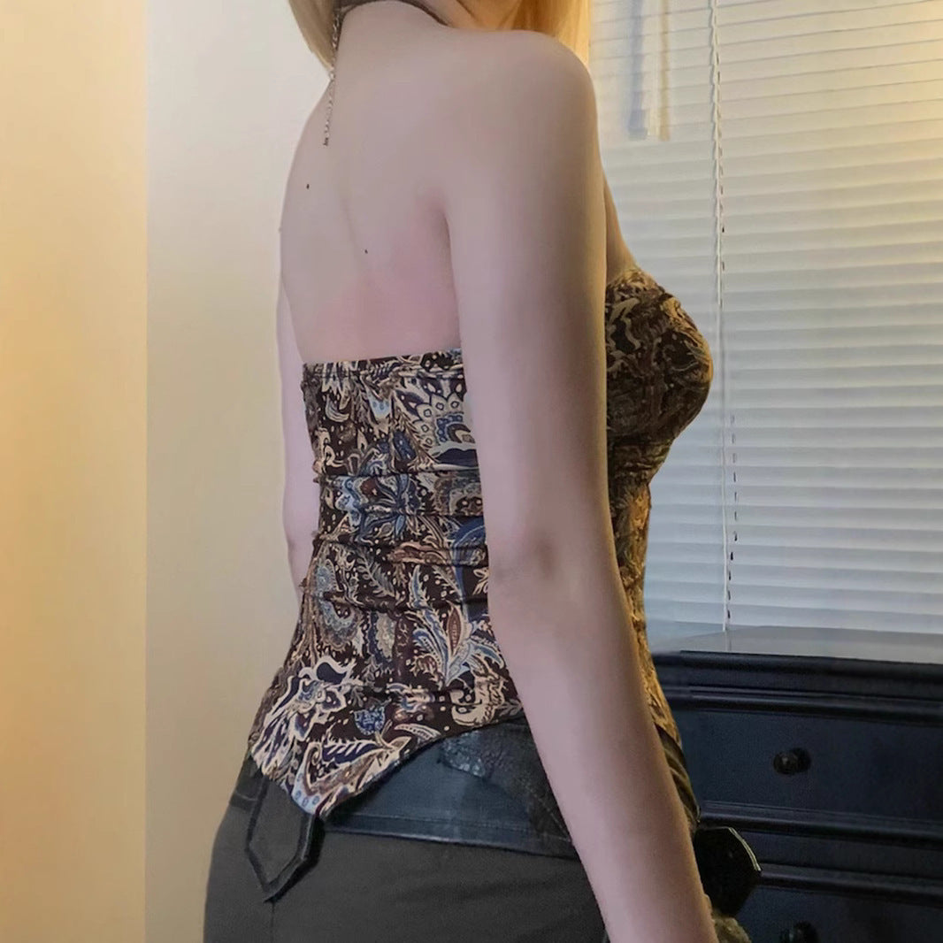 Design Sense Pleated Waist Tight Short Vest