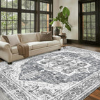 5x7 Area Rugs - Machine Washable Area Rugs 5x7 for Living Room, Soft Washable Rugs 5x7, Non-Slip Washable Area Rug, Stain Resistant Boho Low Pile Thin Washable Rug 5x7 - Grand Goldman