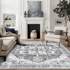 5x7 Area Rugs - Machine Washable Area Rugs 5x7 for Living Room, Soft Washable Rugs 5x7, Non-Slip Washable Area Rug, Stain Resistant Boho Low Pile Thin Washable Rug 5x7 - Grand Goldman