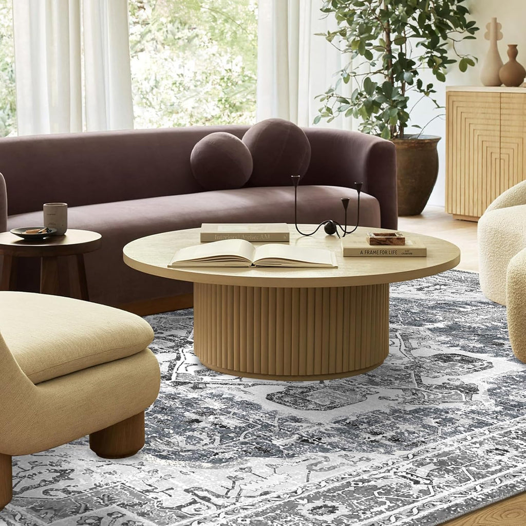 5x7 Area Rugs - Machine Washable Area Rugs 5x7 for Living Room, Soft Washable Rugs 5x7, Non-Slip Washable Area Rug, Stain Resistant Boho Low Pile Thin Washable Rug 5x7 - Grand Goldman