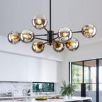 6-Light Glass Globe Sputnik Chandelier Modern Matte Black and Gold Ceiling Light Fixture Vintage Hanging Chandeliers for Farmhouse Living Room, Kitchen Dining Room Bedroom - Grand Goldman