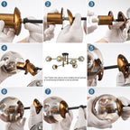 6-Light Glass Globe Sputnik Chandelier Modern Matte Black and Gold Ceiling Light Fixture Vintage Hanging Chandeliers for Farmhouse Living Room, Kitchen Dining Room Bedroom - Grand Goldman