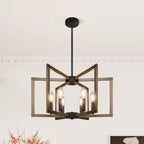 6-Light Gold Pendant Light, Modern Farmhouse Dining Room Light Fixtures Over Table, Industrial Metal Geometric Kitchen Chandelier for Entryway Hallway Foyer Bedroom - Grand Goldman
