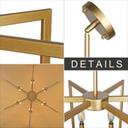 6-Light Gold Pendant Light, Modern Farmhouse Dining Room Light Fixtures Over Table, Industrial Metal Geometric Kitchen Chandelier for Entryway Hallway Foyer Bedroom - Grand Goldman