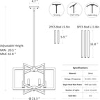 6-Light Gold Pendant Light, Modern Farmhouse Dining Room Light Fixtures Over Table, Industrial Metal Geometric Kitchen Chandelier for Entryway Hallway Foyer Bedroom - Grand Goldman