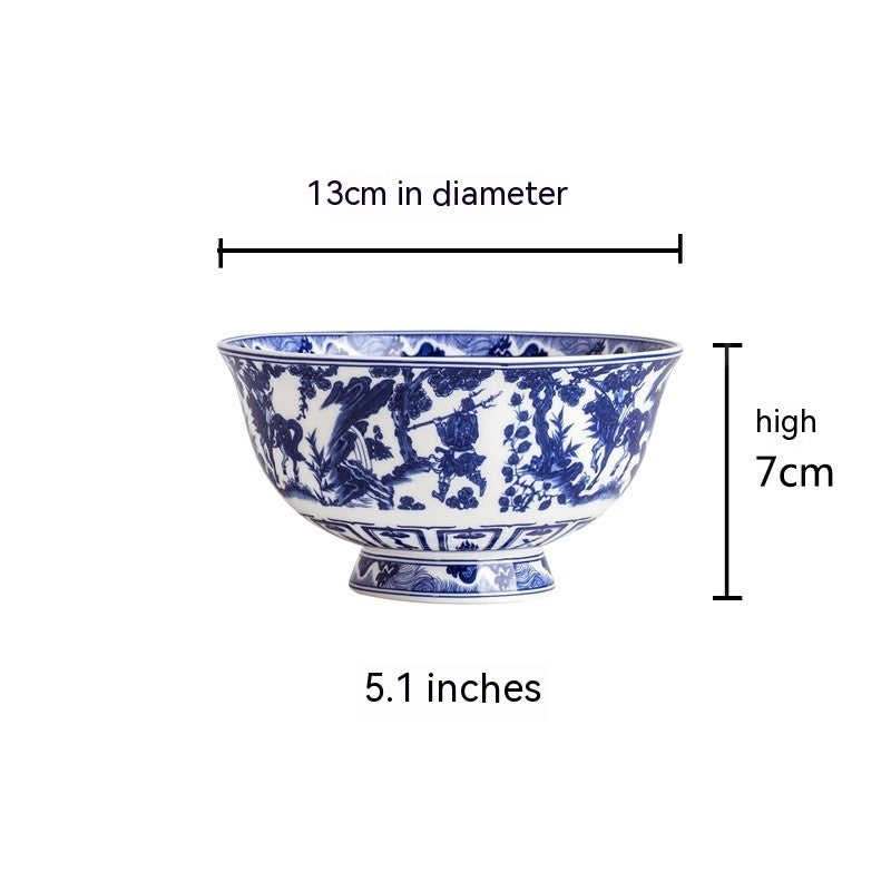 Blue And White Devil Valley Bowl Bone China High Foot Anti-scald Ceramic Home Night