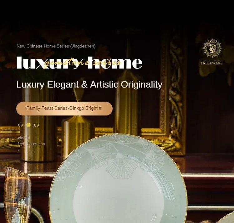 60 Pieces Bone China Dinnerware Set with Colorful Glaze Elegant Bowls and Plates for Home Ceramic Bowls and Plates Set - Grand Goldman