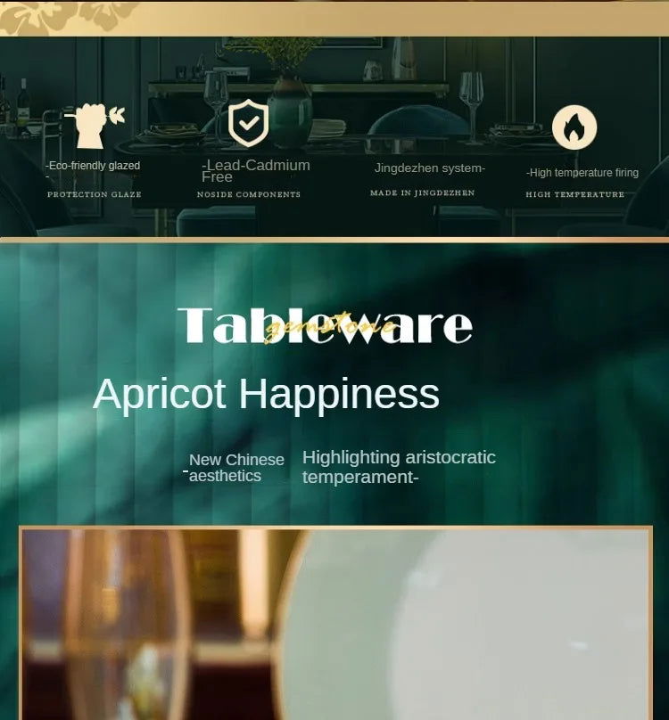 60 Pieces Bone China Dinnerware Set with Colorful Glaze Elegant Bowls and Plates for Home Ceramic Bowls and Plates Set - Grand Goldman