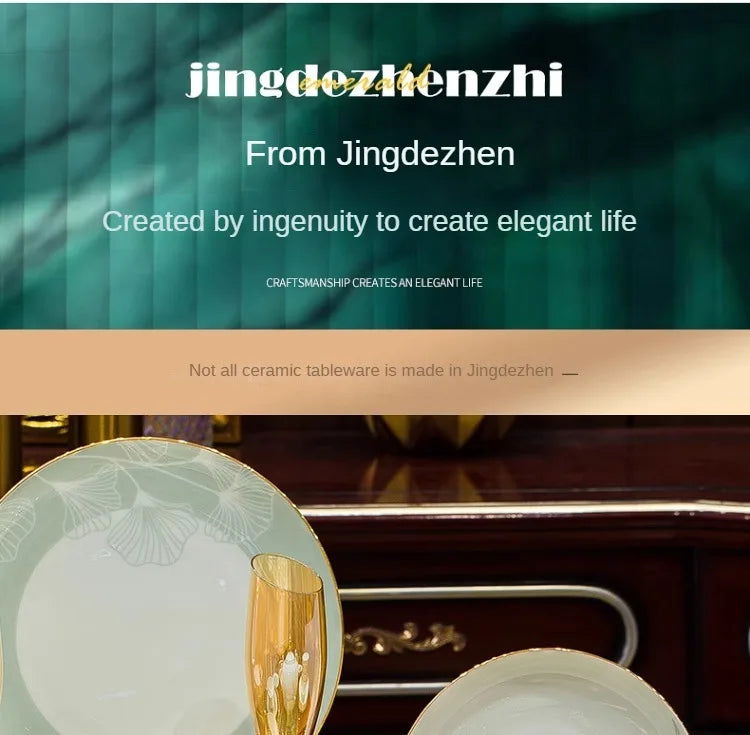 60 Pieces Bone China Dinnerware Set with Colorful Glaze Elegant Bowls and Plates for Home Ceramic Bowls and Plates Set - Grand Goldman