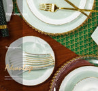 60 Pieces Bone China Dinnerware Set with Colorful Glaze Elegant Bowls and Plates for Home Ceramic Bowls and Plates Set - Grand Goldman