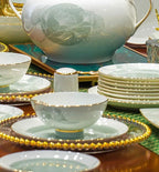 60 Pieces Bone China Dinnerware Set with Colorful Glaze Elegant Bowls and Plates for Home Ceramic Bowls and Plates Set - Grand Goldman